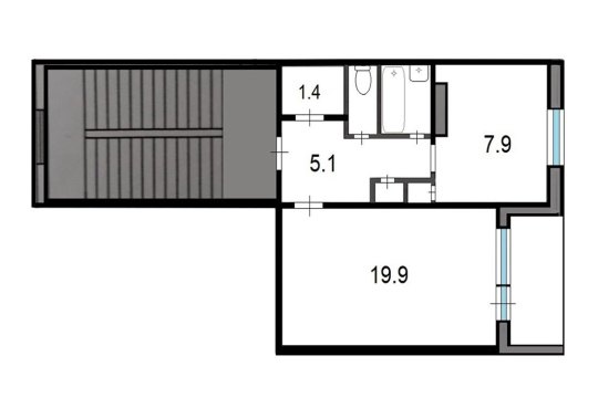 1-к квартира, 5/5 эт., 34м²