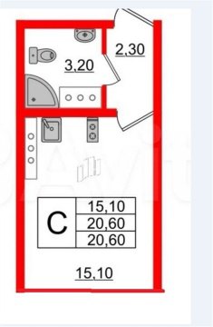 Студия, 7/24 эт., 20м²