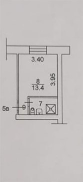 1-к квартира, 1/2 эт., 18м²