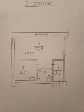 1-к квартира, 1/5 эт., 31м²