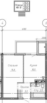 1-к квартира, 5/8 эт., 36м²