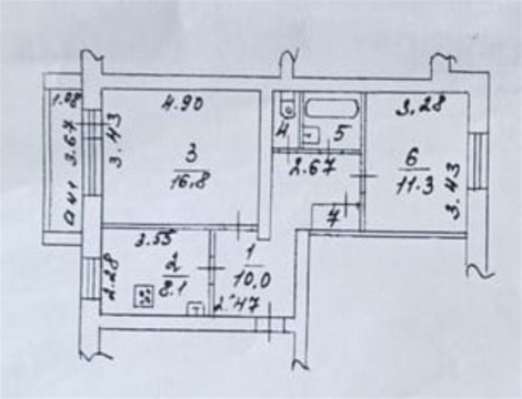 2-к квартира, 5/5 эт., 50м²