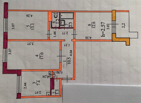 3-к квартира, 2/10 эт., 65м²