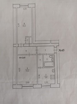 2-к квартира, 5/5 эт., 41м²