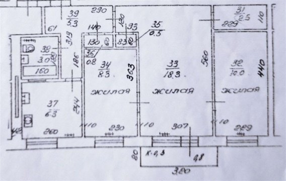 3-к квартира, 4/5 эт., 58м²