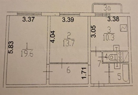 2-к квартира, 2/22 эт., 57м²