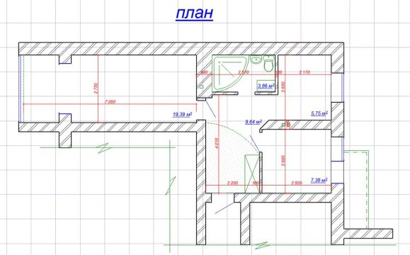2-к квартира, 1/5 эт., 46м²