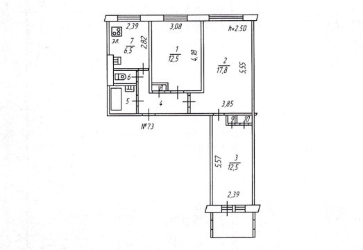 3-к квартира, 1/9 эт., 59м²