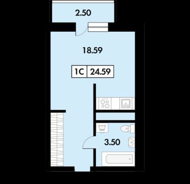 Студия, 4/18 эт., 24м²