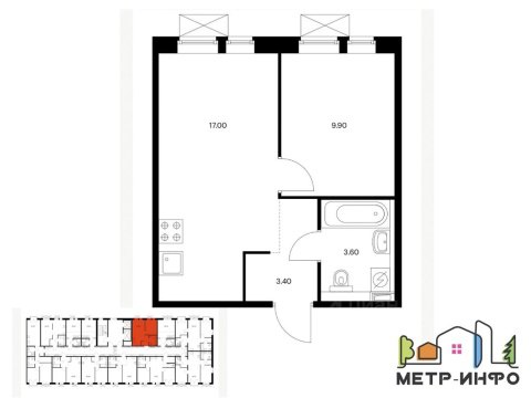 1-к квартира, 7/9 эт., 34м²