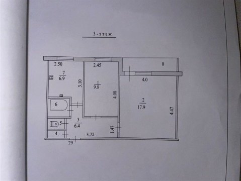 2-к квартира, 3/5 эт., 44м²