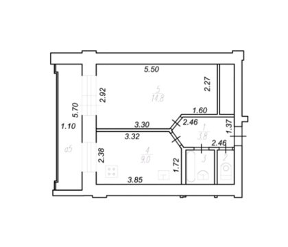 1-к квартира, 1/12 эт., 35м²