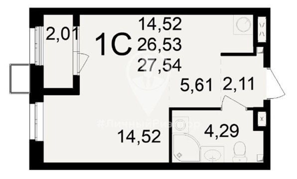 Студия, 4/23 эт., 27м²