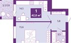 1-к квартира, 4/4 эт., 42м²