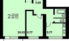 2-к квартира, 8/12 эт., 44м²