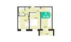 2-к квартира, 4/16 эт., 59м²