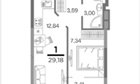1-к квартира, 9/25 эт., 29м²